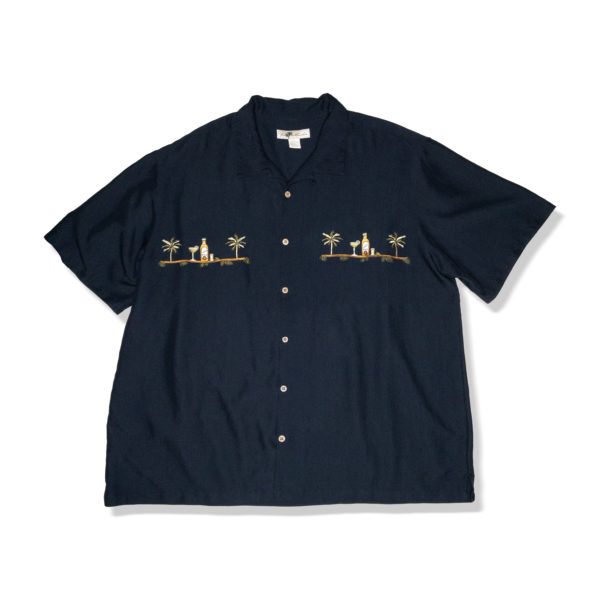 Joe Marlin 椰子樹 酒 刺繡襯衫