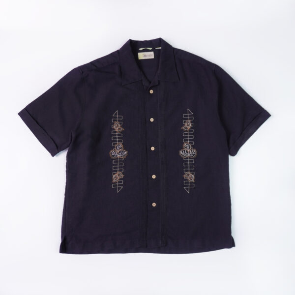 Cubavera 棕色葉刺繡襯衫