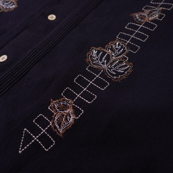 Cubavera 棕色葉刺繡襯衫：圖片 3
