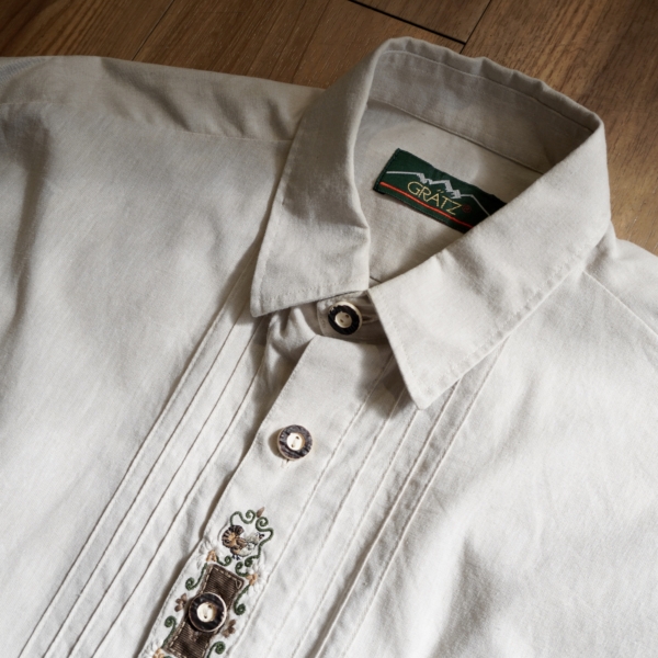 有関 ABOUT ☞ GRATZ Tyrolean Shirt 提洛爾襯衫 刺繡鳥類花 短袖：圖片 5
