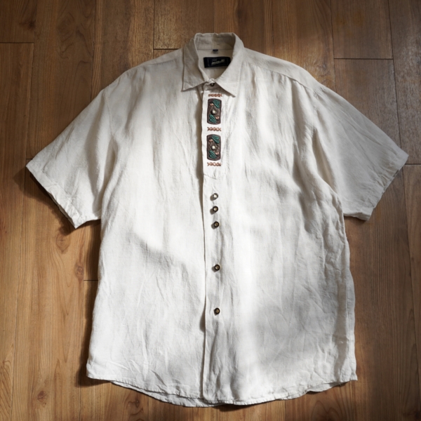 有関 ABOUT ☞ incognito Tyrolean Shirt 提洛爾襯衫 刺繡皮革果實 短袖